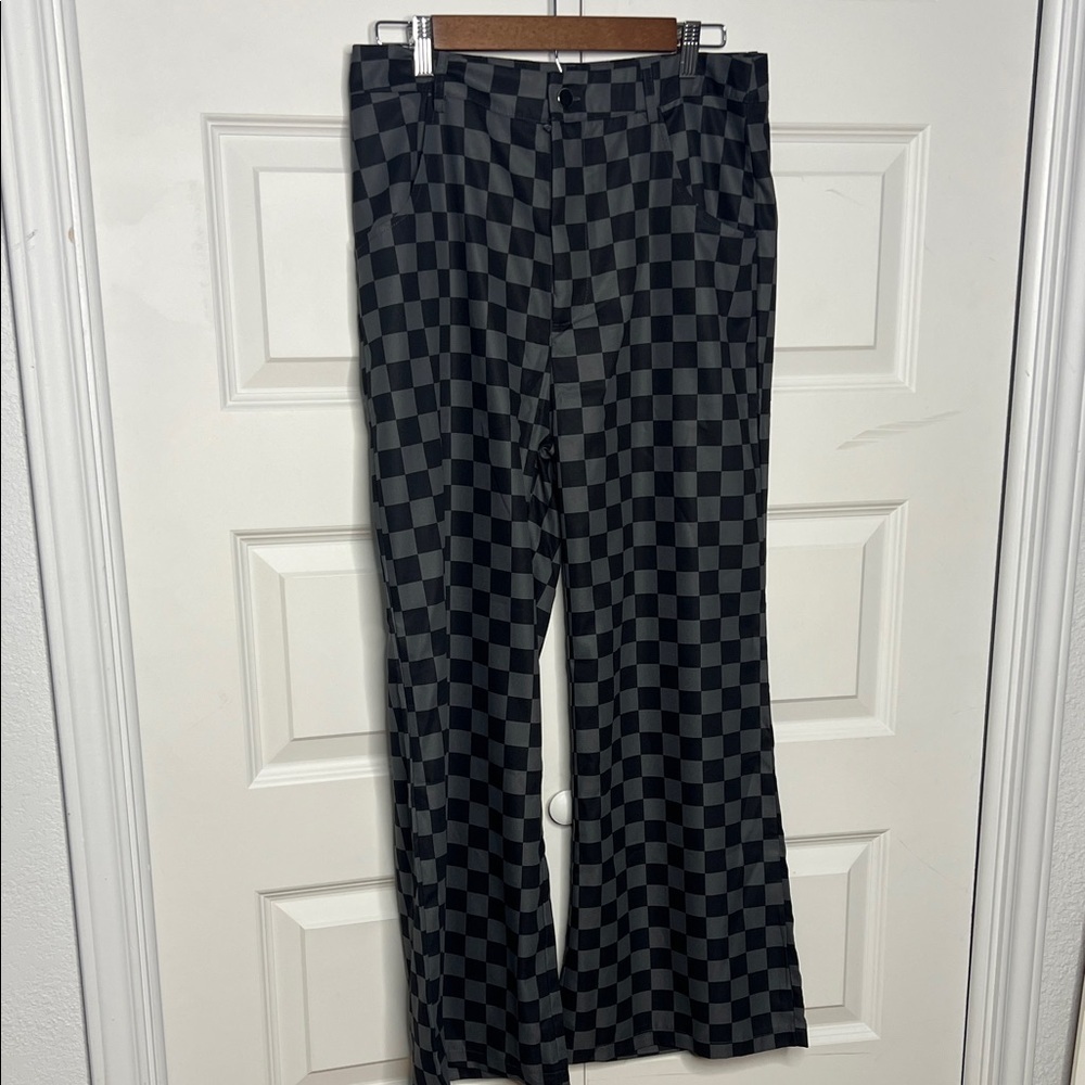 Elegant Checkered Black and Gray Women's Trousers